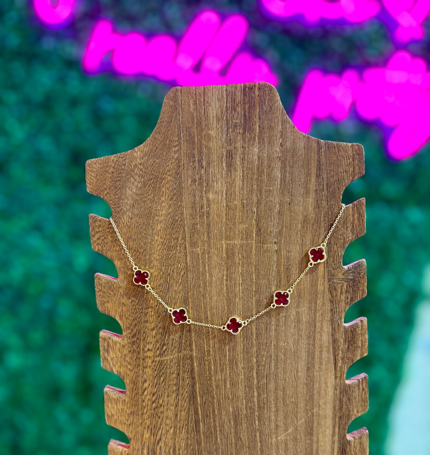 Crystal Clover Necklace (Multiple Colors)