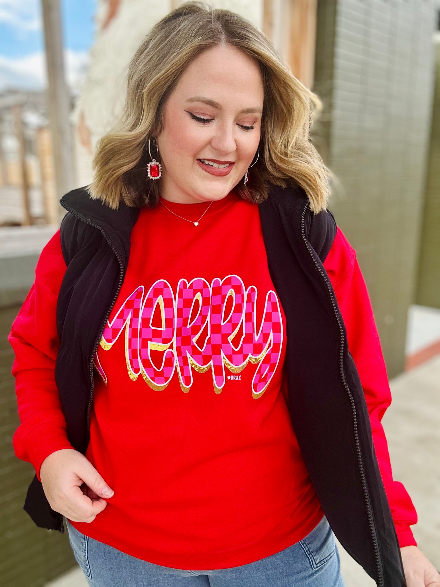 Checkered Merry Sweatshirt