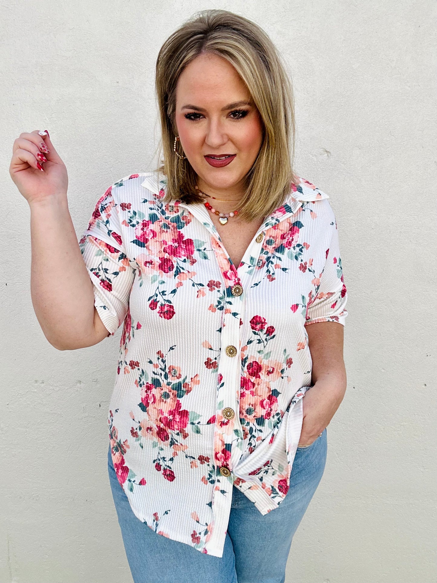 Dolly Button Up Floral Top