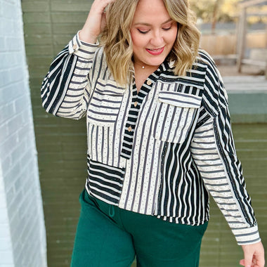 Stacy Striped Collared Top
