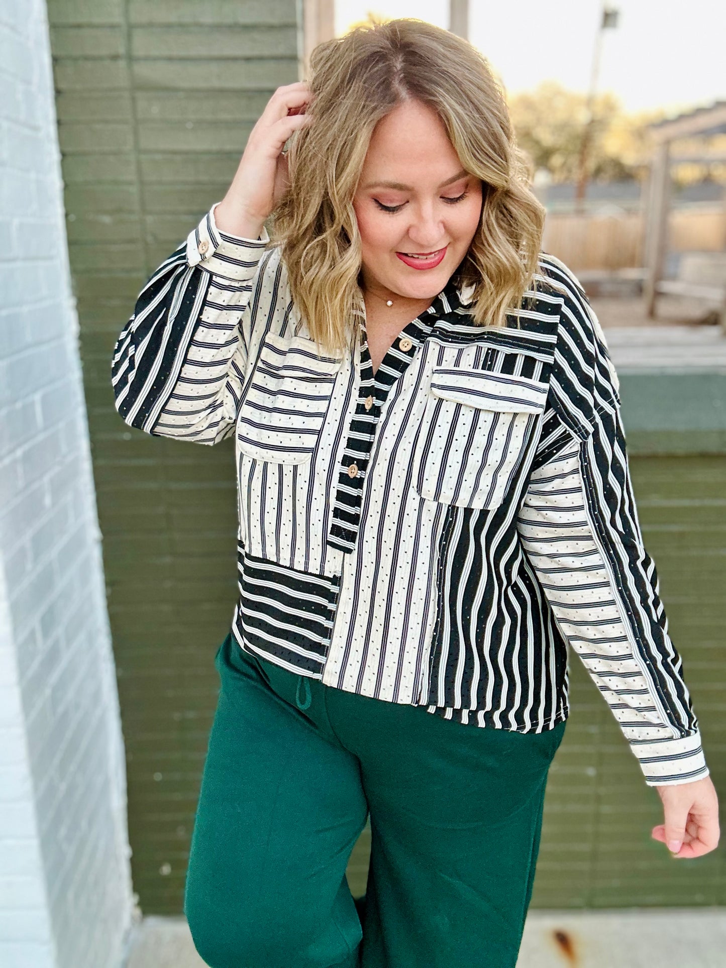 Stacy Striped Collared Top