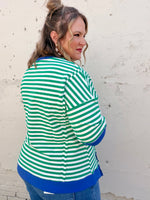 Sarah Oversized Striped Top in Green