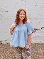 Reba Double V Neck Denim Top
