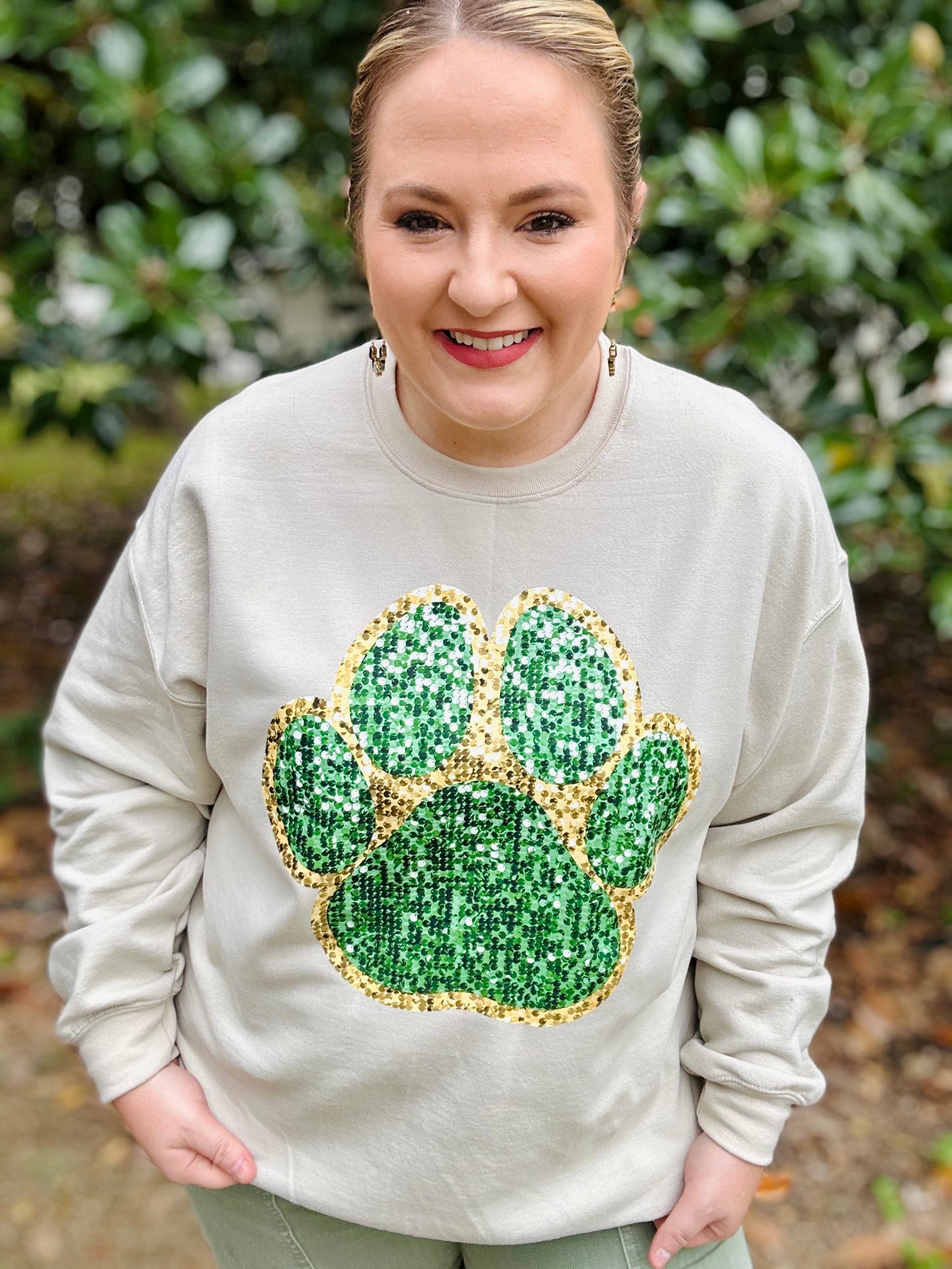 Faux Sequin Paw Sweatshirt