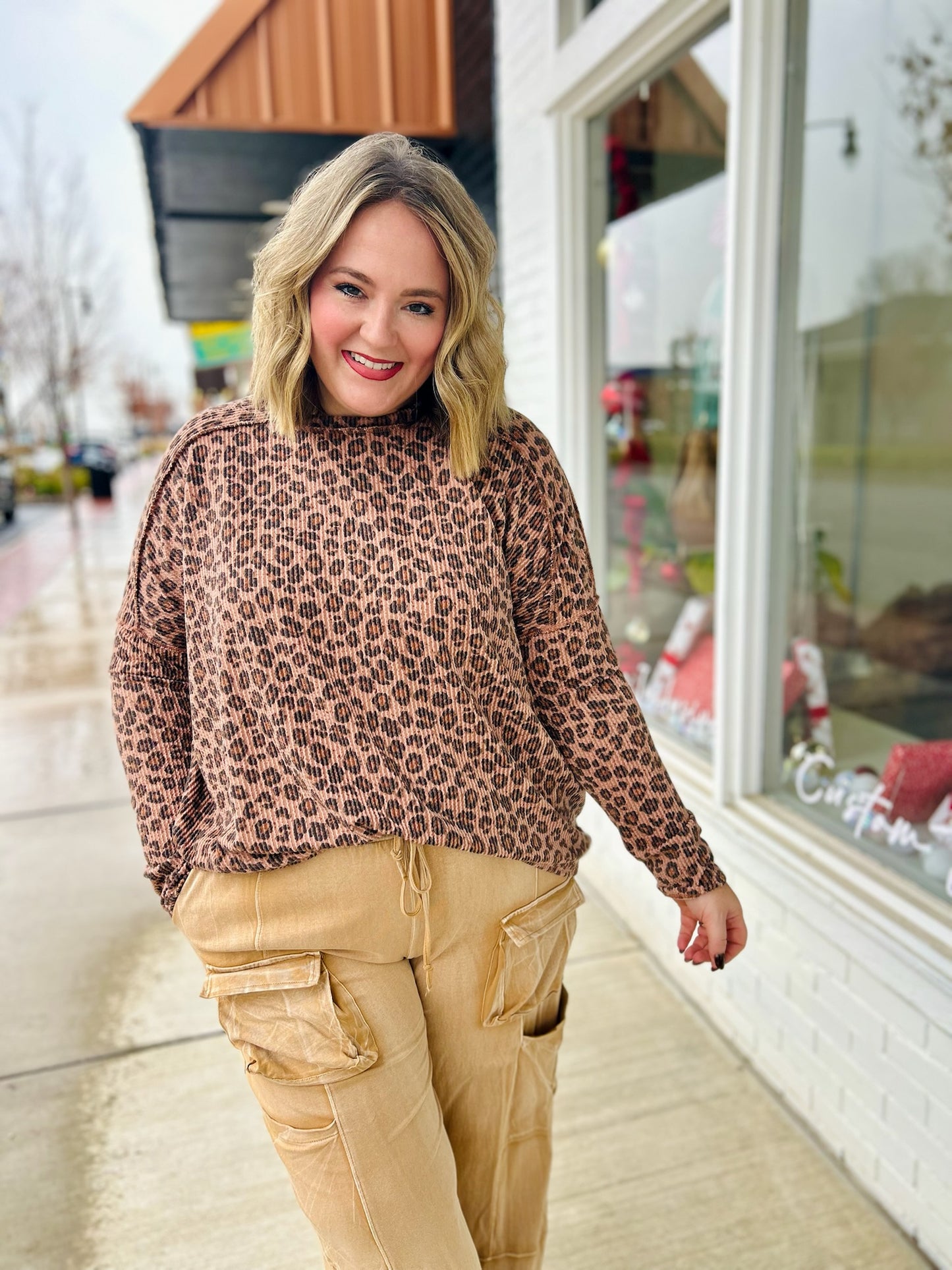 Leopard Long sleeve Ribbed Top