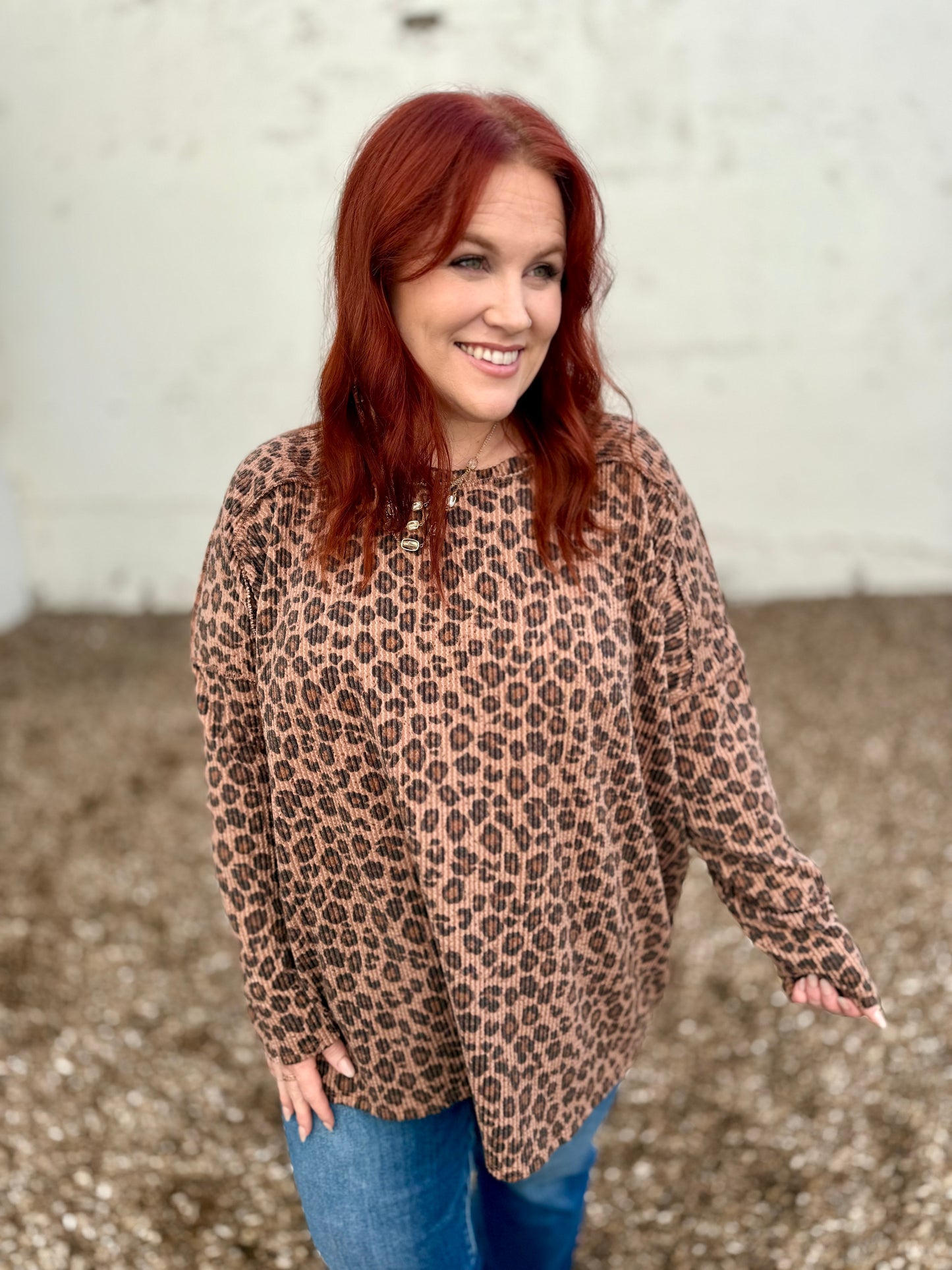 Leopard Long sleeve Ribbed Top