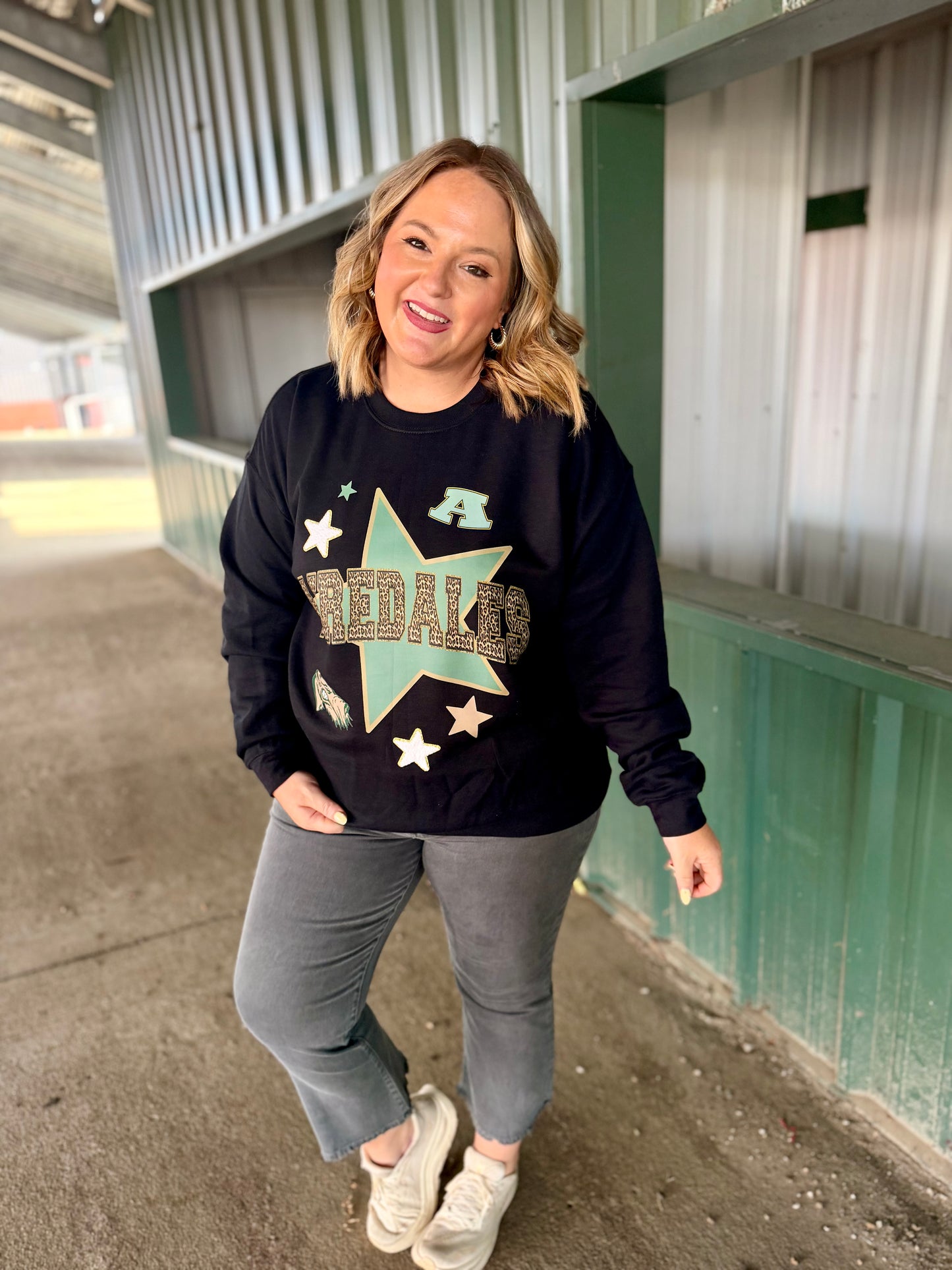 Chenille Patch Accent School Spirit Sweatshirt (Any Style)