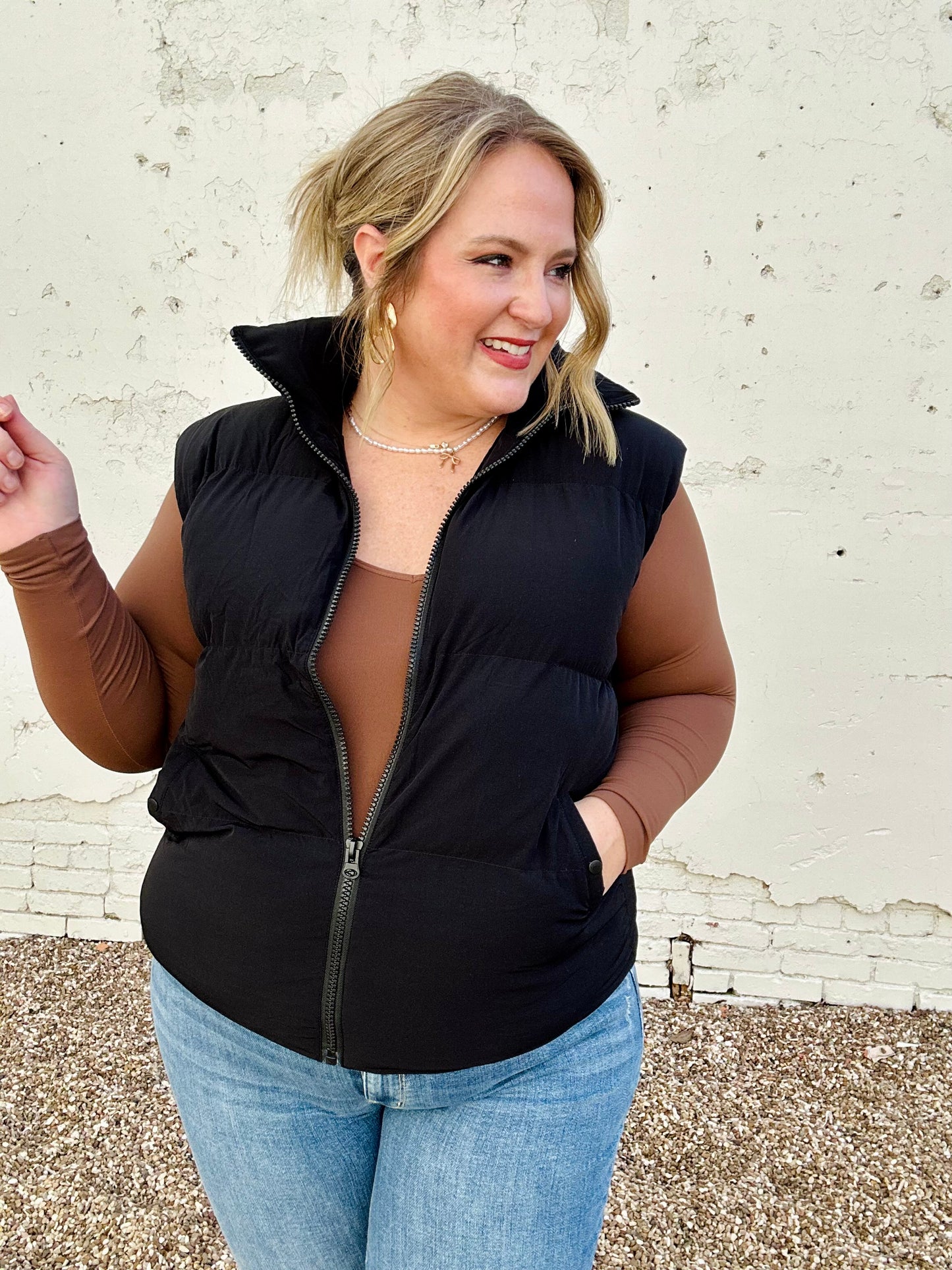 GraceLynn Puffer Vest in Black