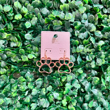 Gold Paw Print Drop Earrings