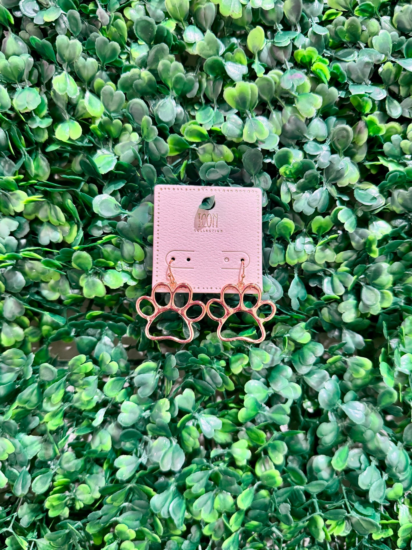 Gold Paw Print Drop Earrings