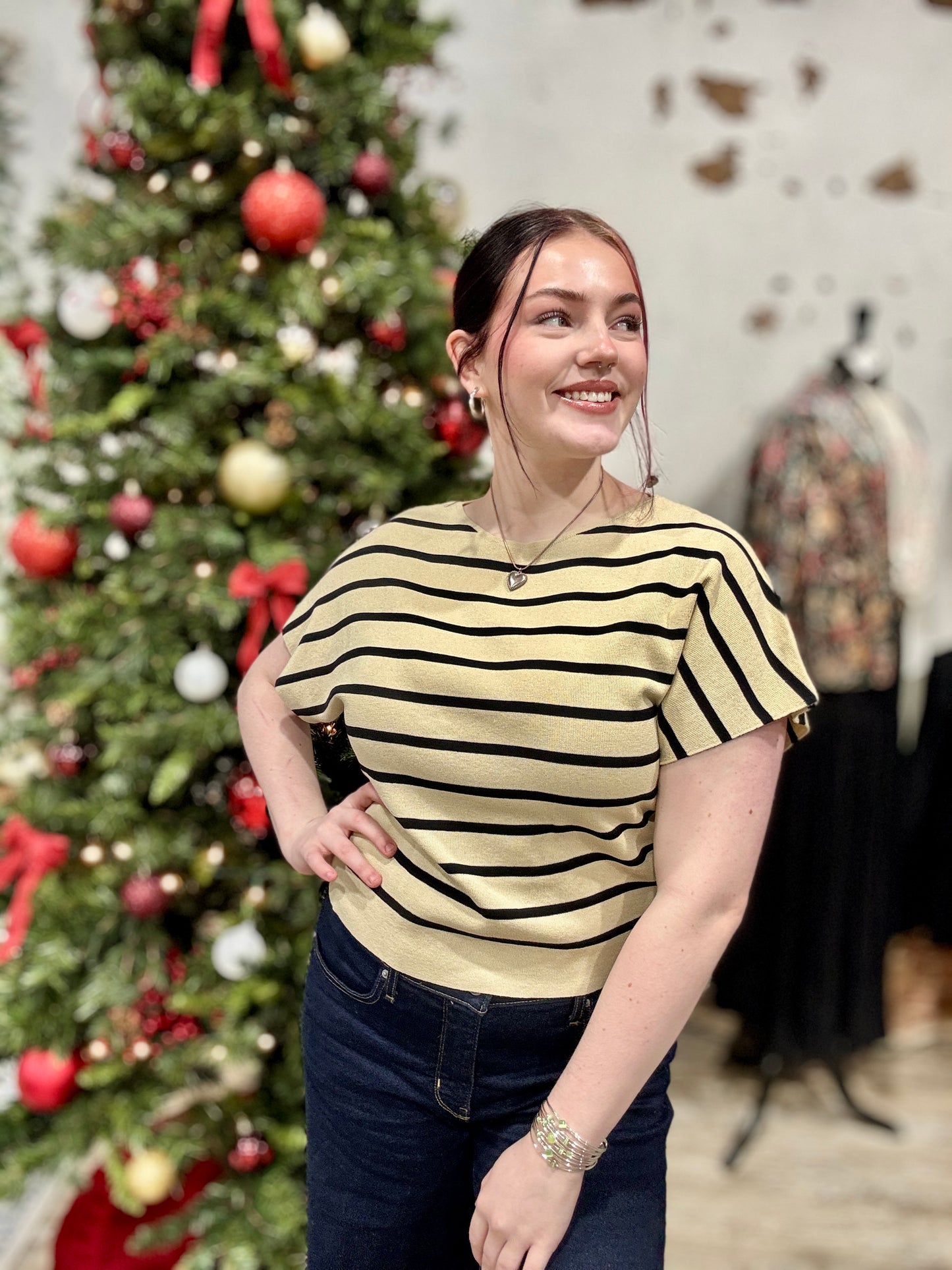 Cap Sleeve Stripe Top