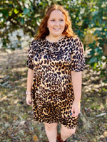 Hanna Brown Leopard Satin Dress