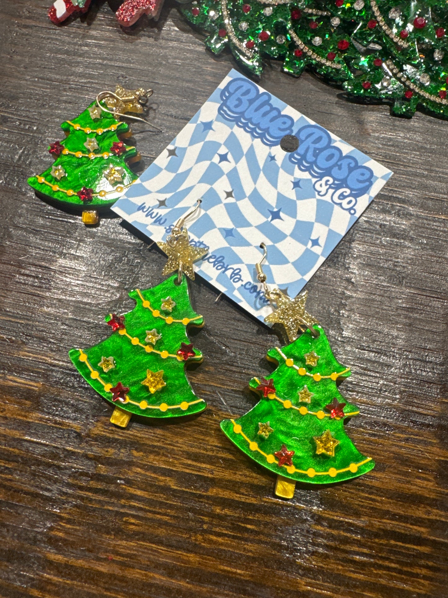 Acrylic Christmas Tree Earrings