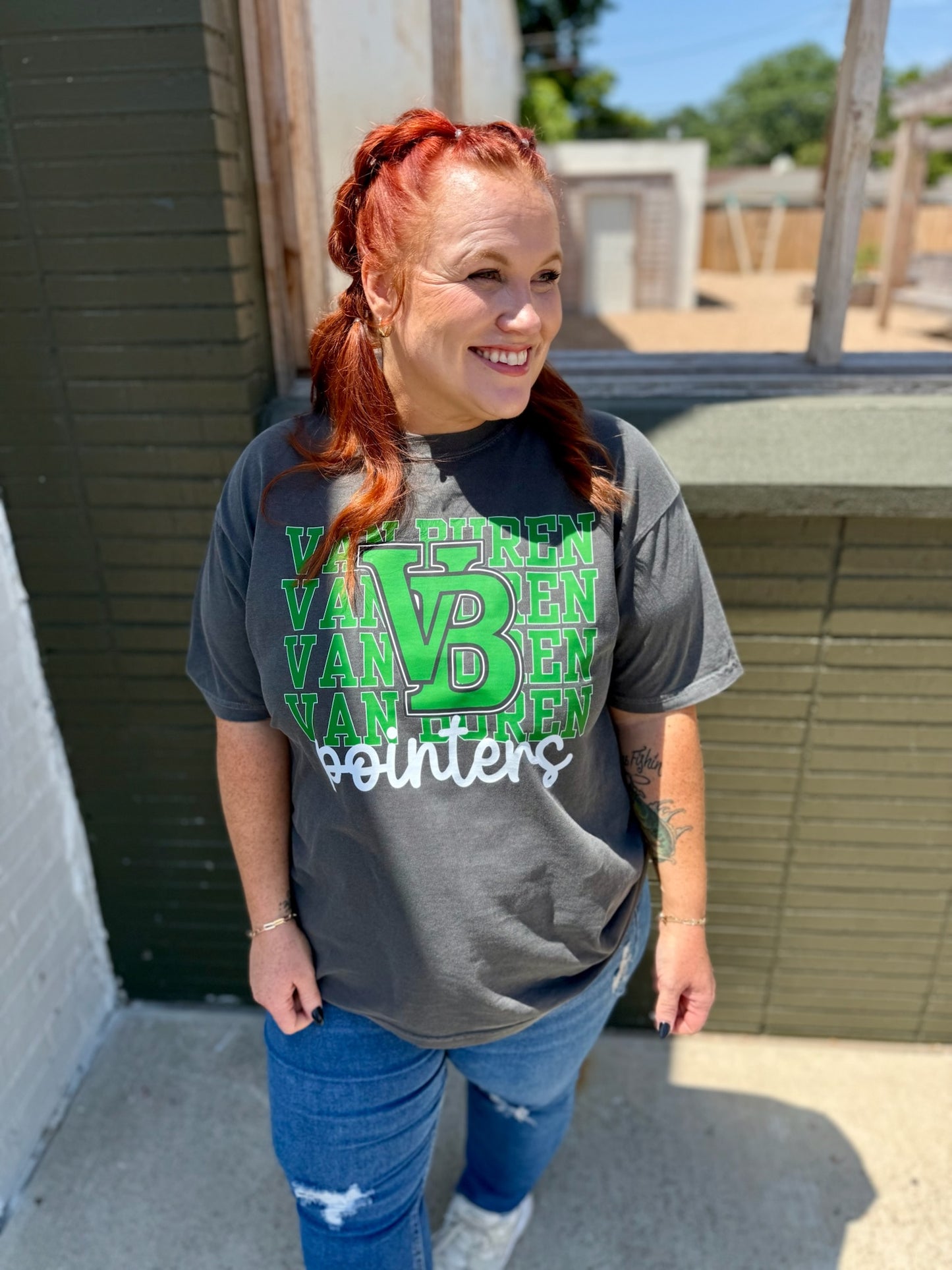 School Spirit Stacked on Comfort Colors (Customizable)