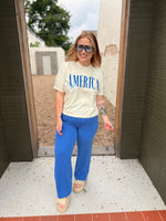 Emily Blue Ribbed Pants