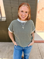 Lennie Striped Top in Olive