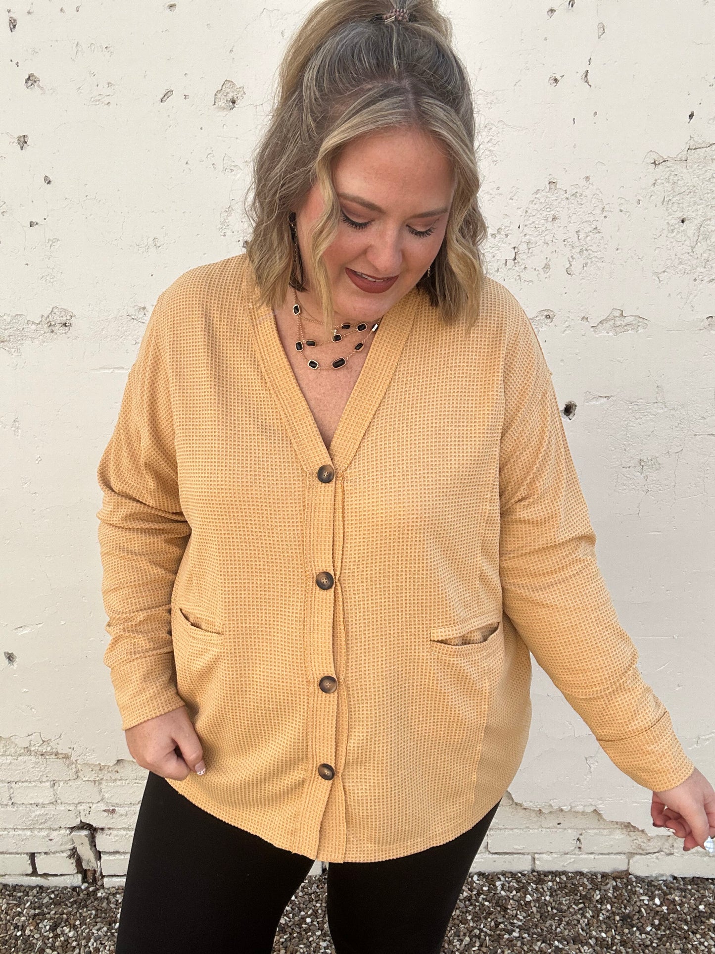 Two-Toned Charm Cardigan - Marigold