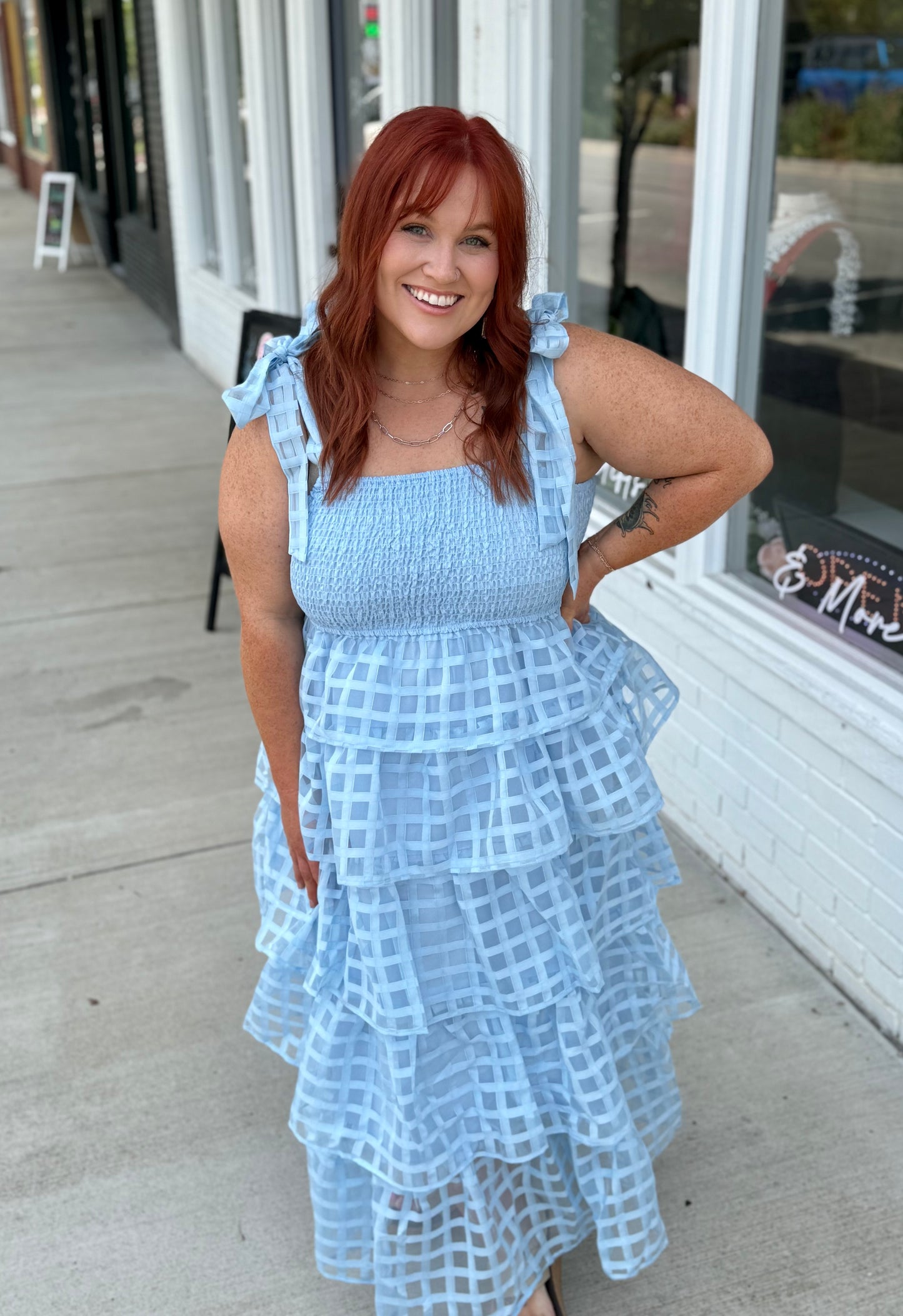 Briannah Blue Tiered Dress
