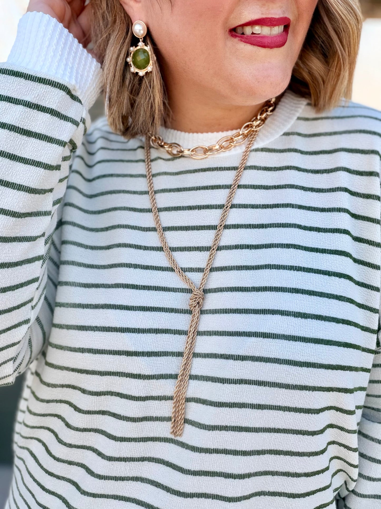 Long Twisted Metal Chain Necklace (Silver or Gold)