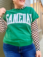 Game Day Embroidered Top in Green