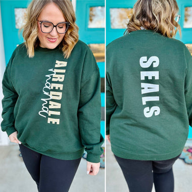 Customizable Faux Glitter School Spirit Sweatshirt (Any school and name!)