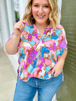 Malia Mixed Print Button Top