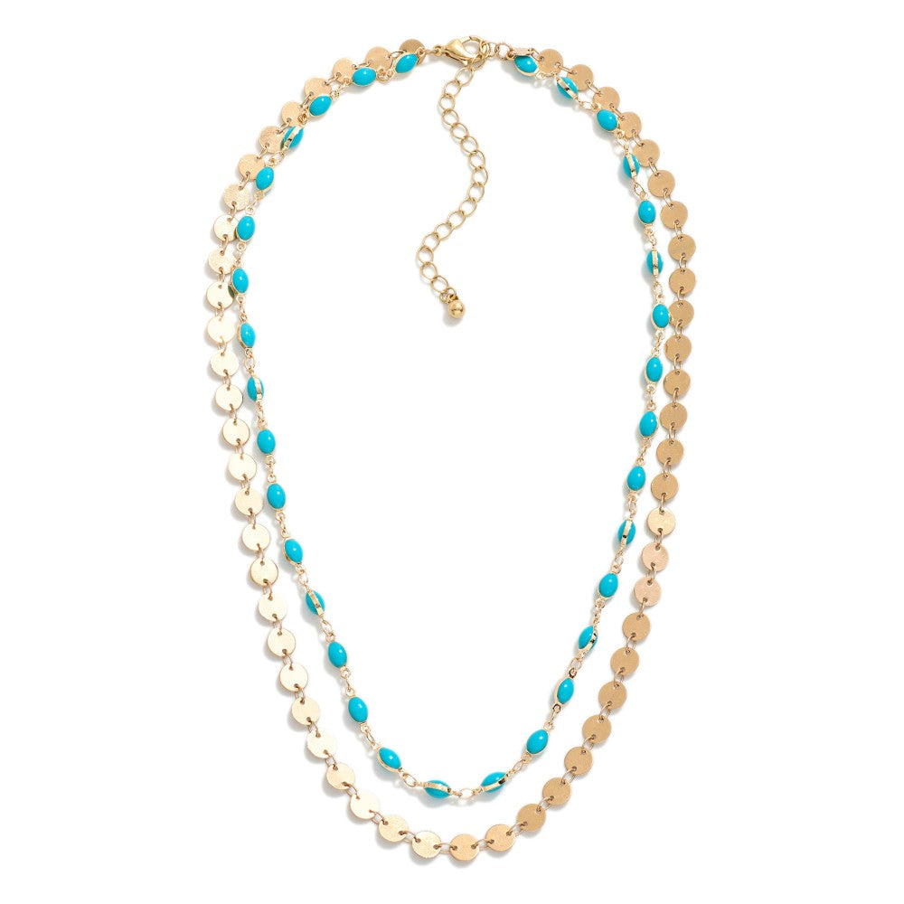 Daisy Disc Layered Necklace (Multiple Colors)