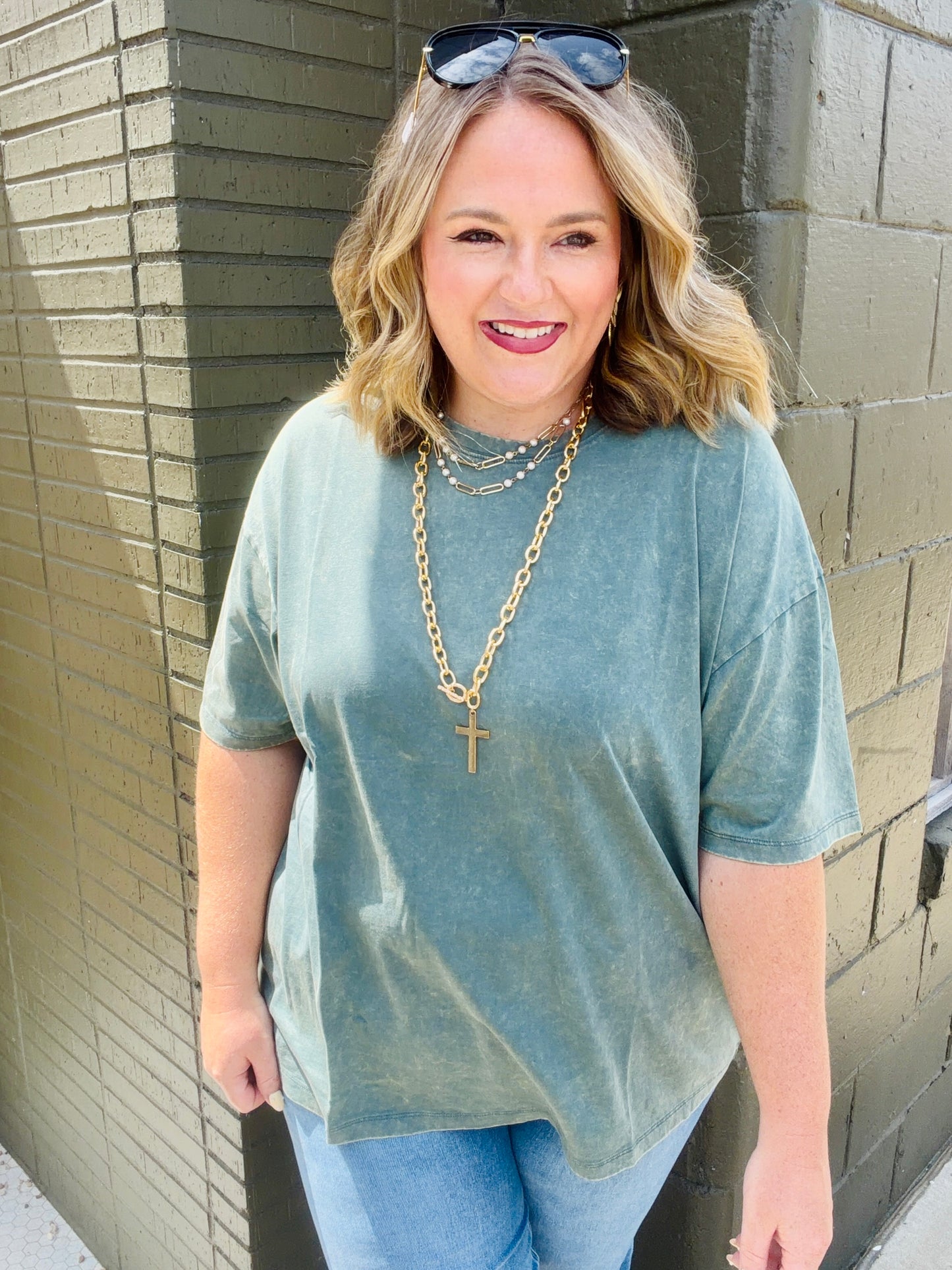 Kara Acid Washed Oversized Boyfriend Tee (Multiple Colors)