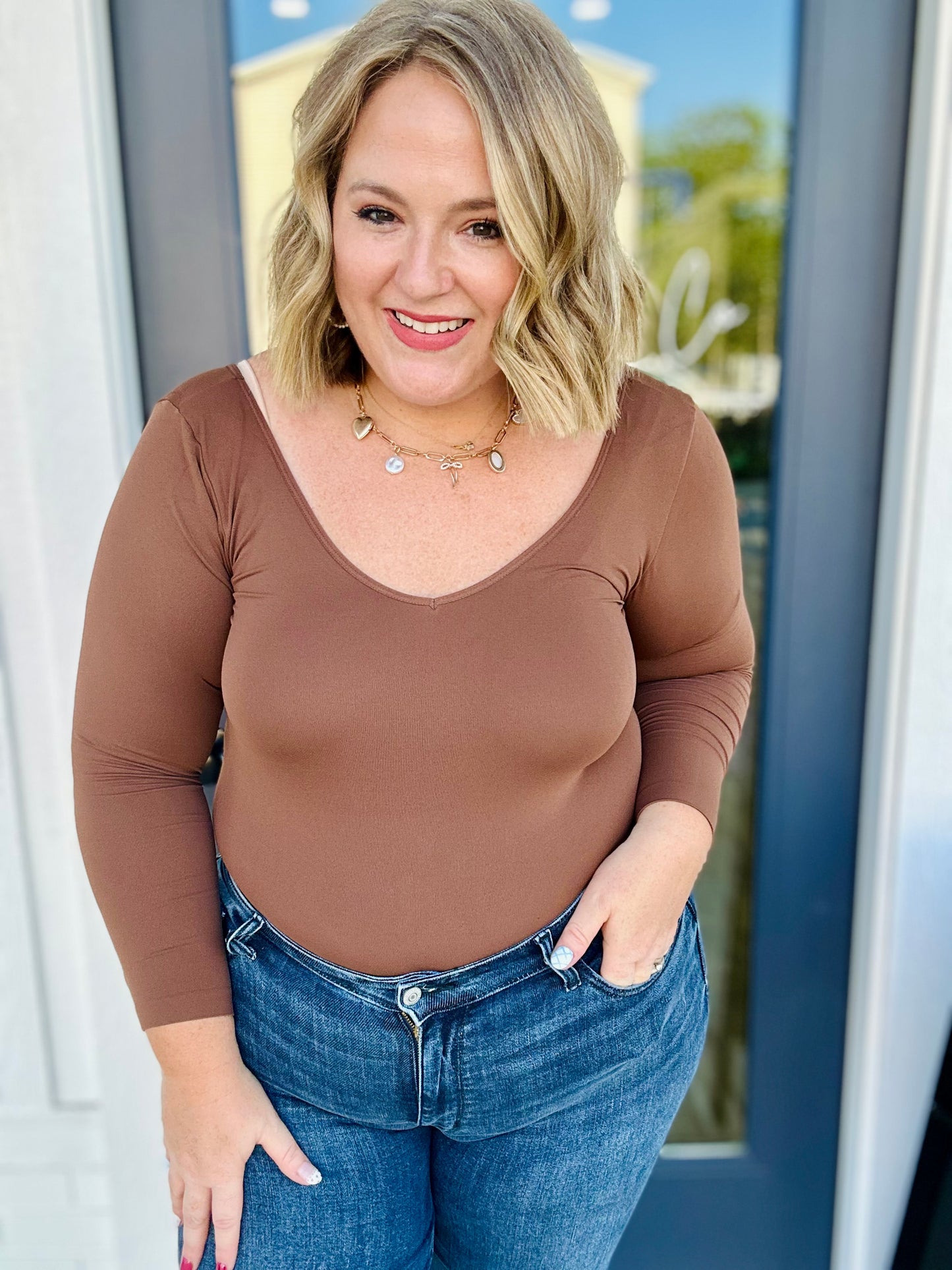 Seamless Reversible Long Sleeve in Coffee Brown