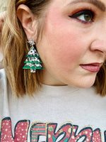Glitter Accent Tree Earrings (Multiple Colors)