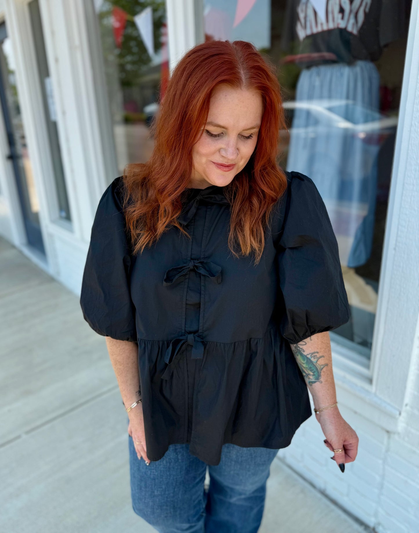 Emily Black Bow Top
