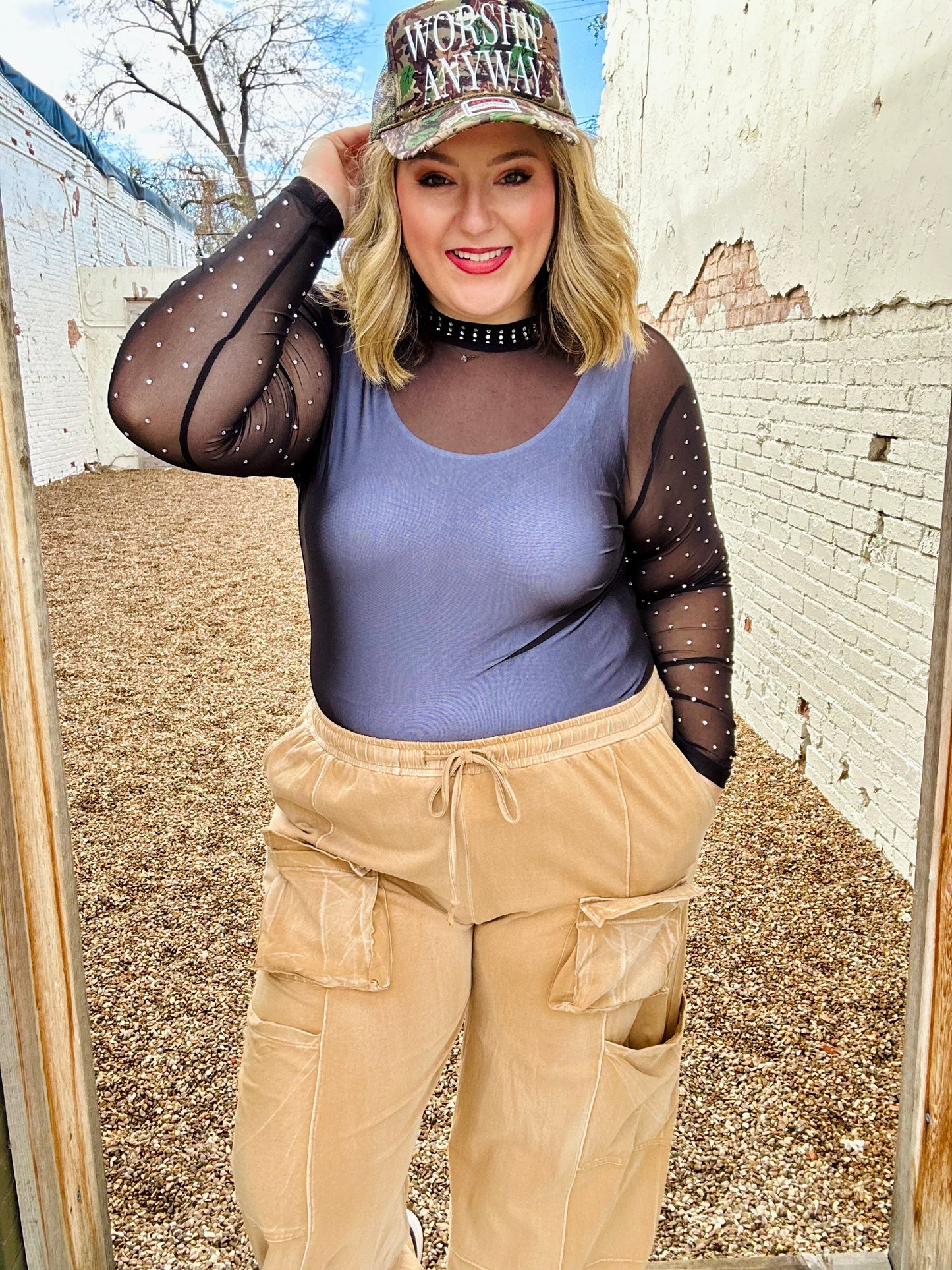 Stars at Night Rhinestone Mesh Top