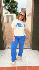 Emily Blue Ribbed Pants