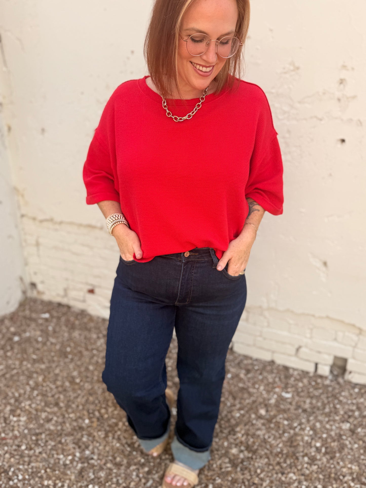 Darcy Red Knit Top