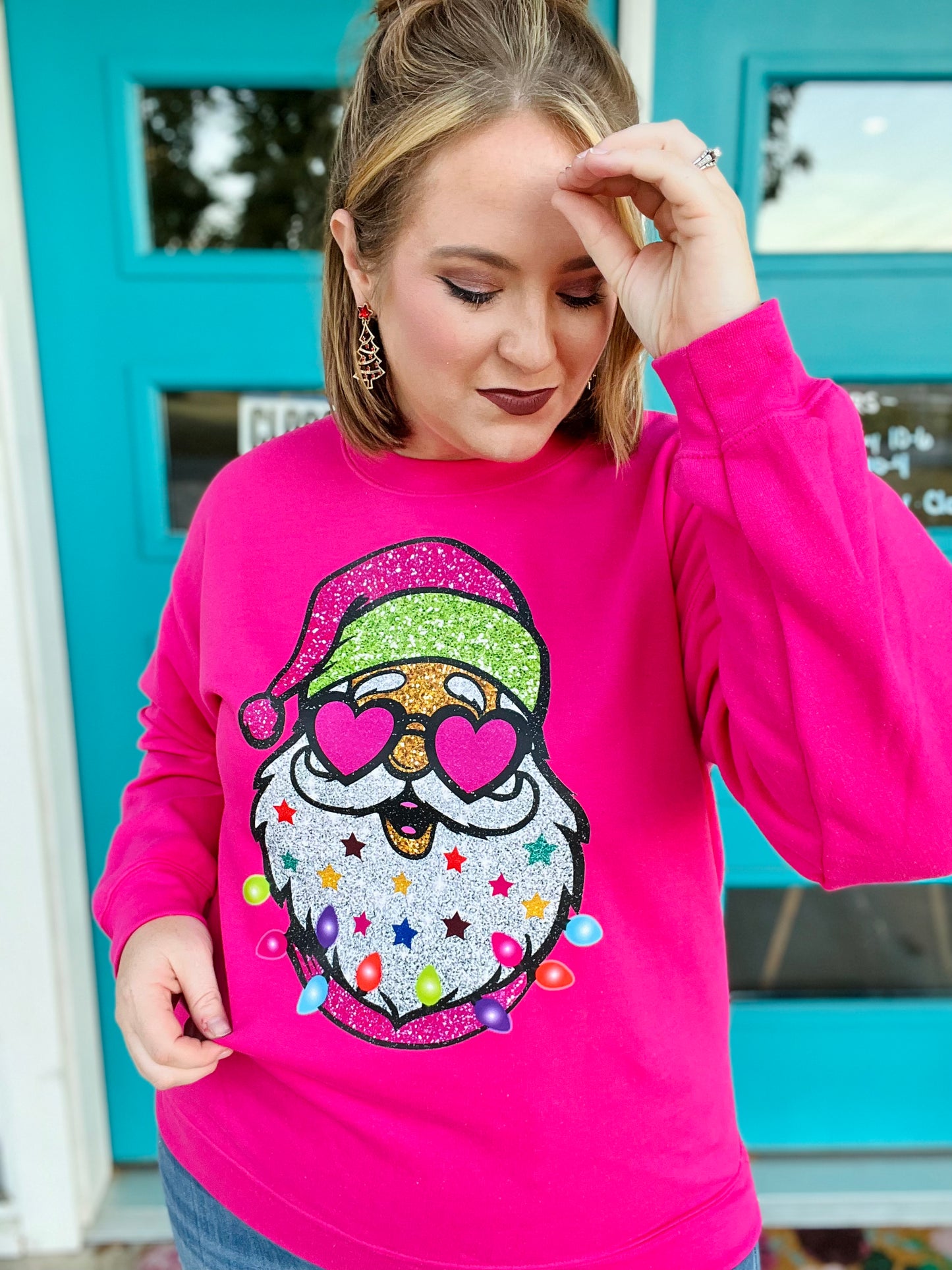 Fancy Santa on Pink Sweatshirt