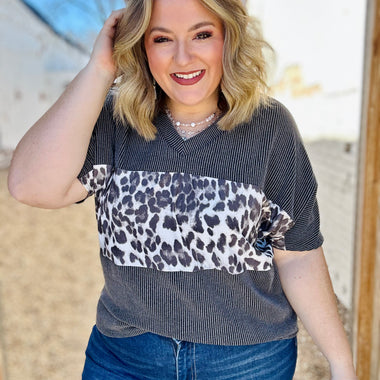 Sherry Ribbed Leopard Top