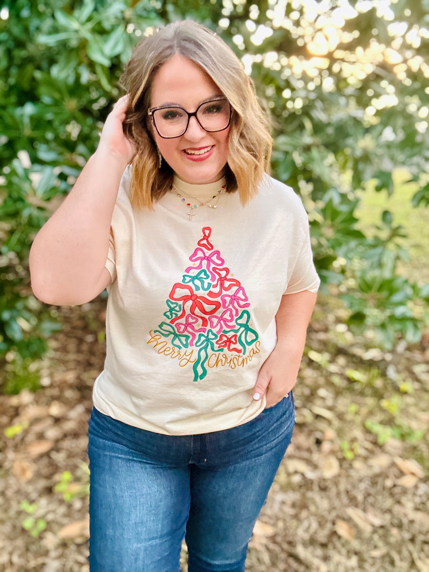 Merry Ribbons Christmas Tee On Comfort Colors