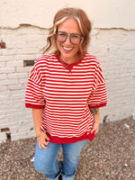 Sarah Oversized Striped Top in Red