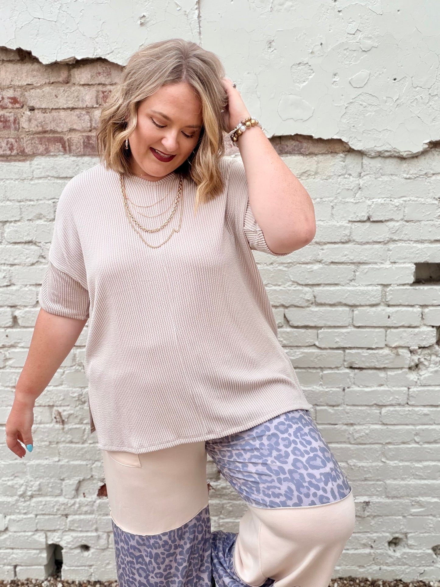 Sabra Ribbed Top in Sand