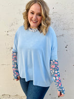 Anna Oversized Spring Tunic Top In Blue
