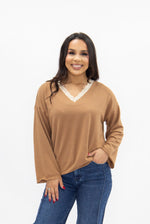 Market Special: V-Neck Lace Top in Brown