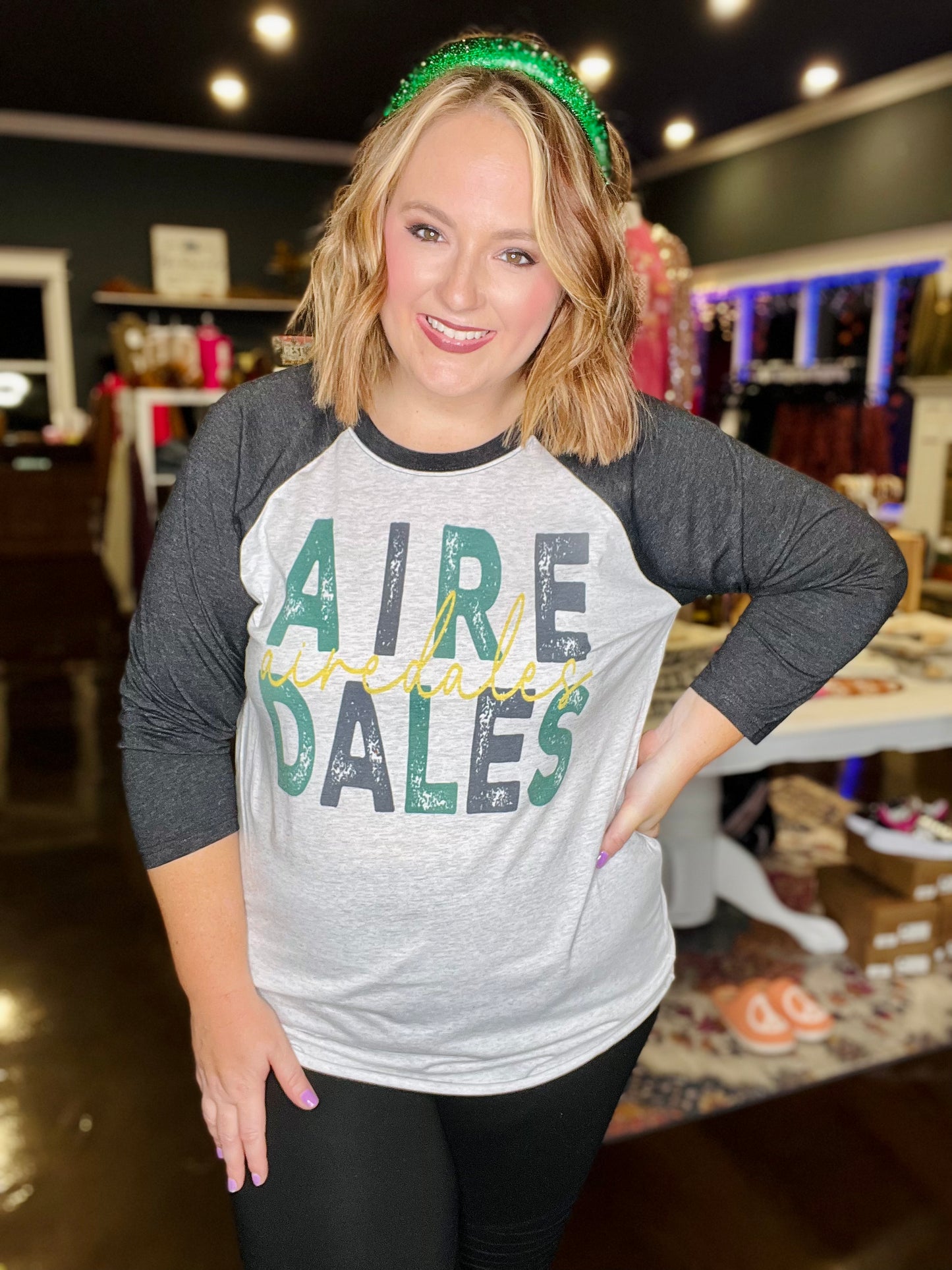 Airedale Script Baseball Tee