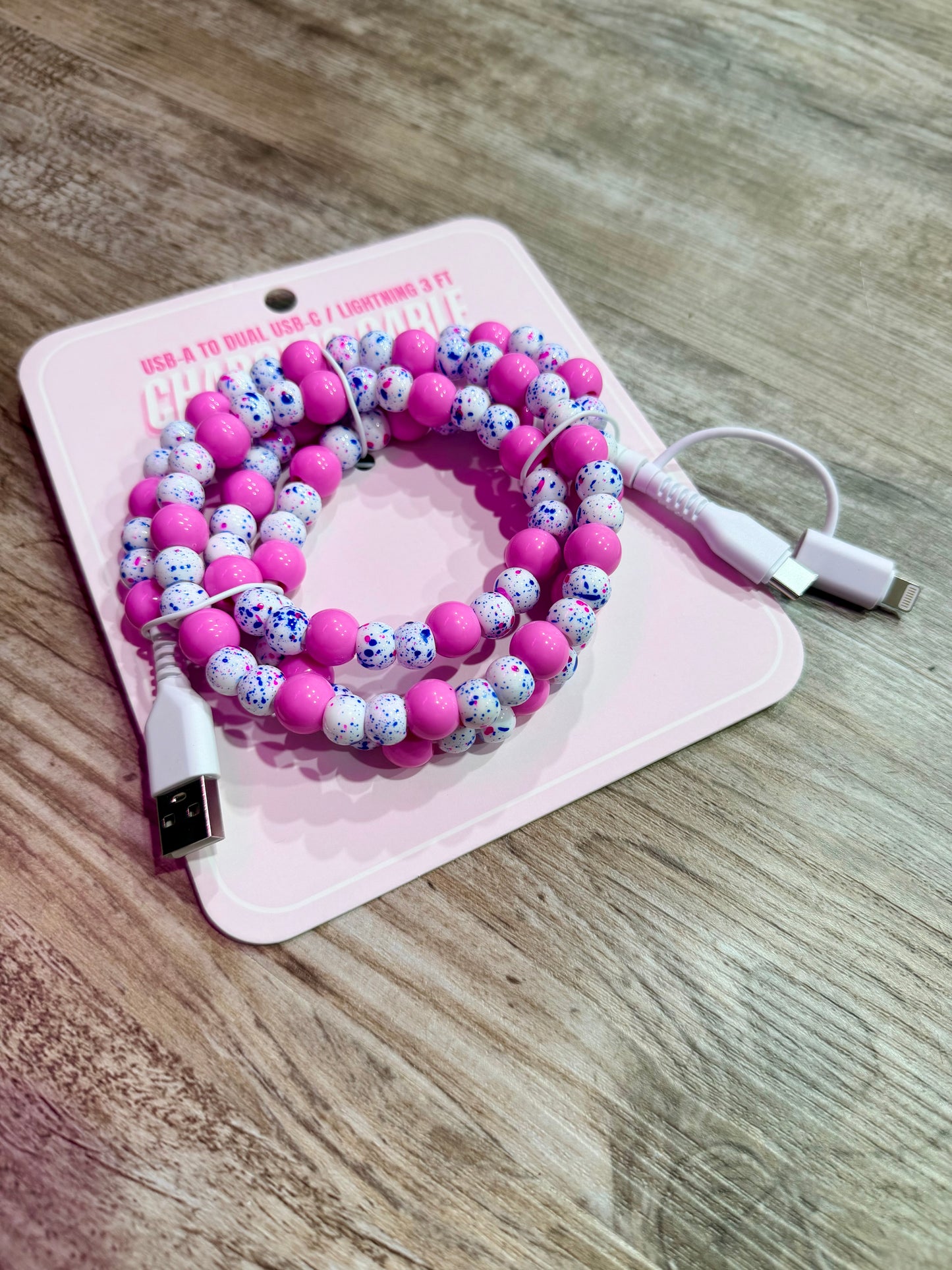 Bubble Gum Conffetti Beaded Universal Charger