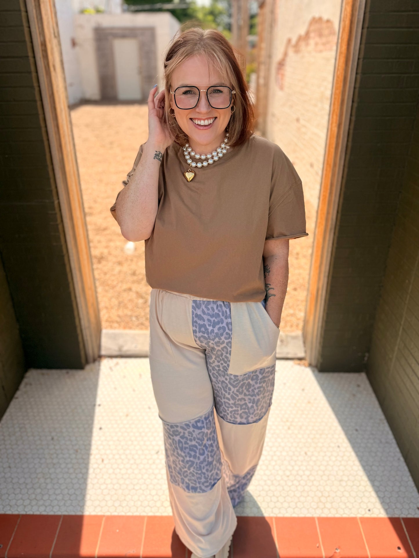 Fayth Patchwork Leopard Pants