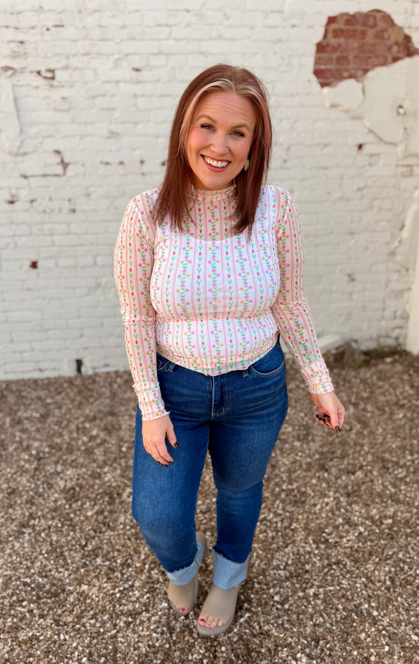 Cottage Floral Mesh Top