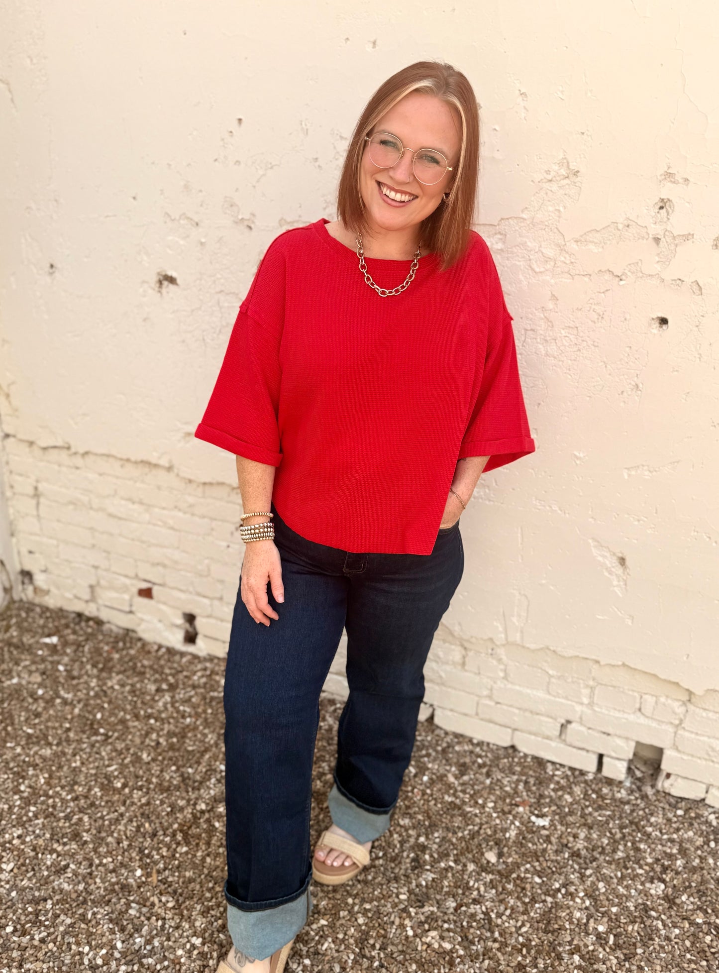 Darcy Red Knit Top
