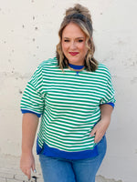Sarah Oversized Striped Top in Green