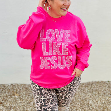 Love Like Jesus Faux Glitter Sweatshirt