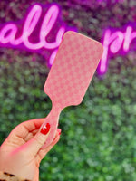 Pink Checkered Paddle Brush