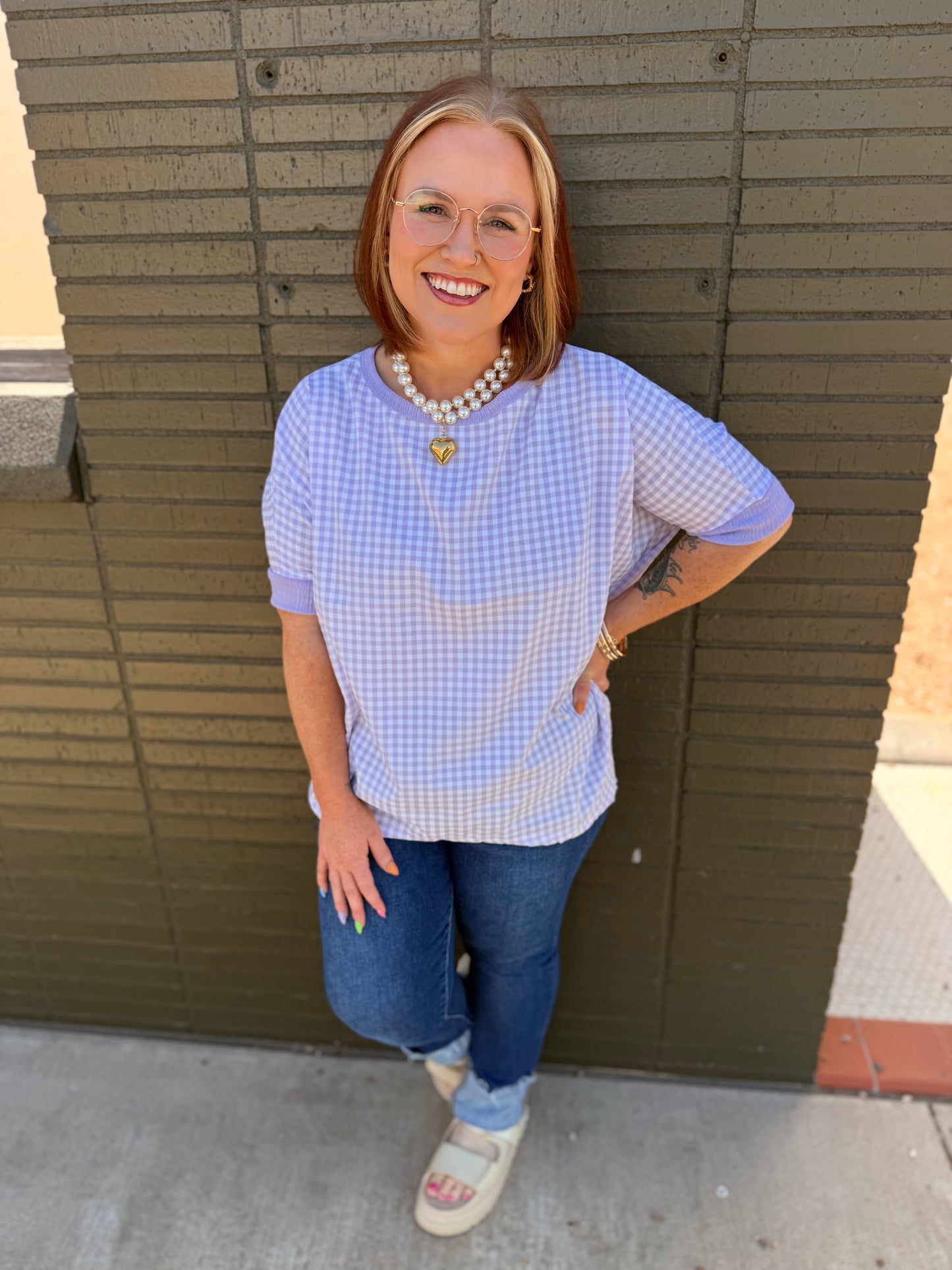 Purple Gingham Top